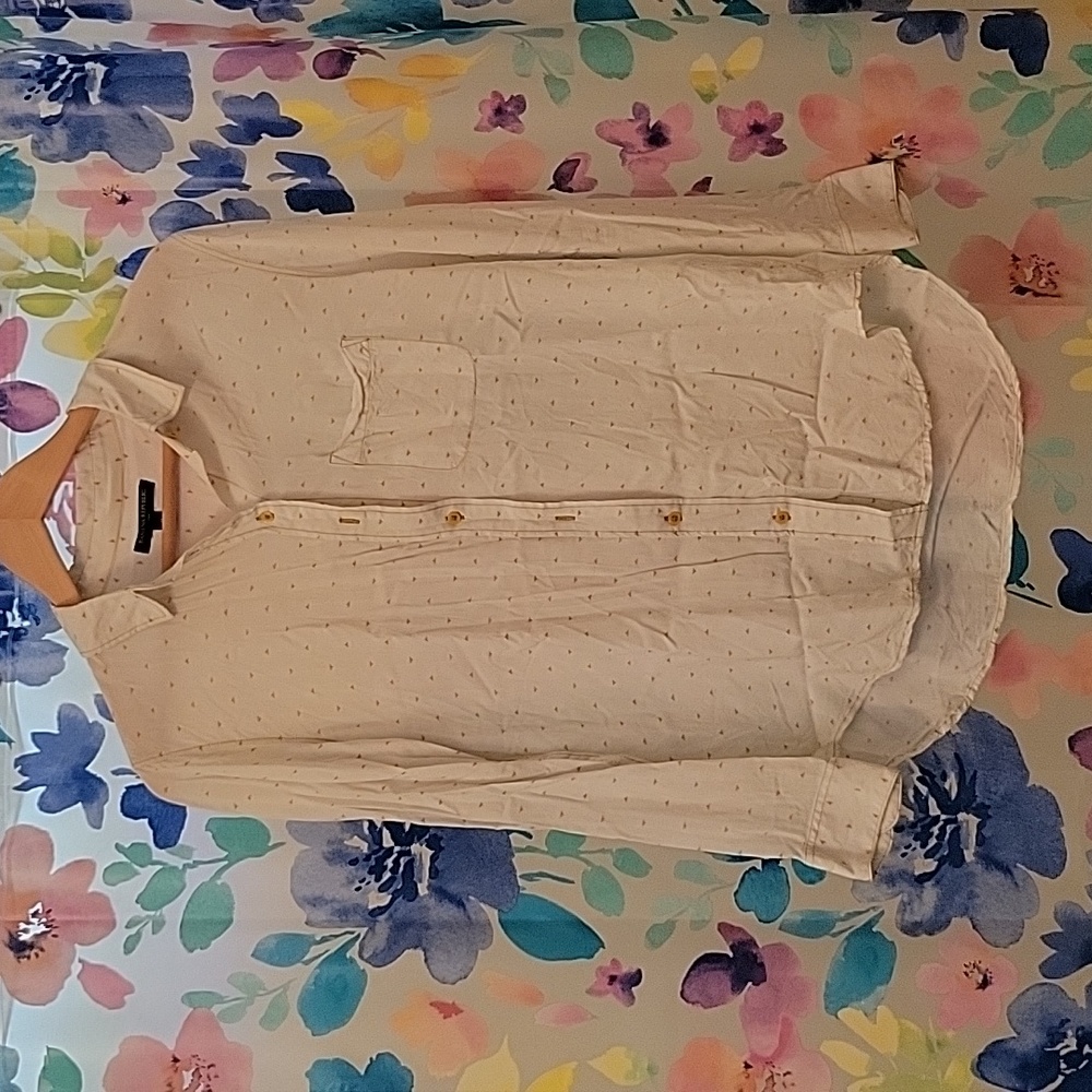 Adorable White with Yellow Triangle Banana Republic button-up